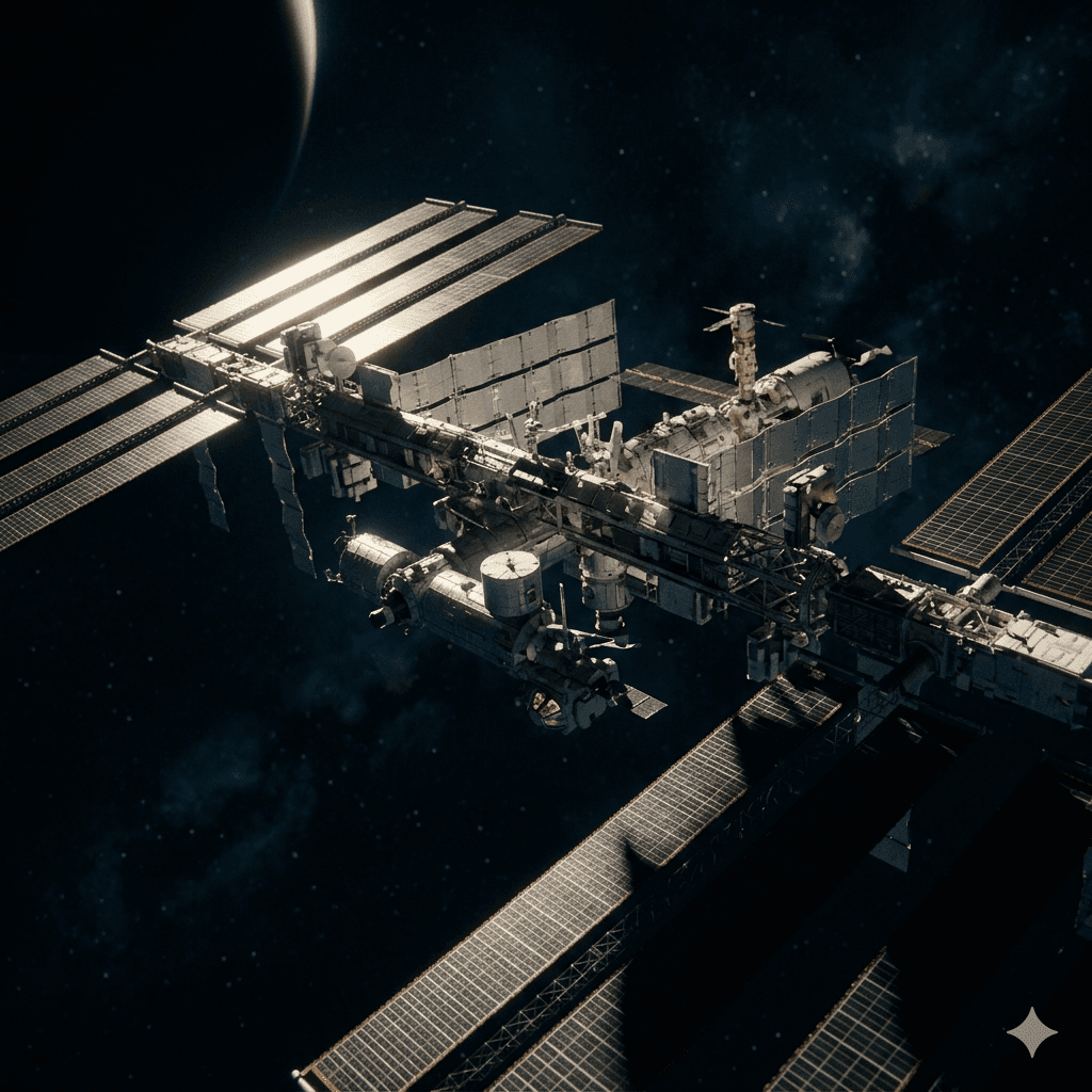 The International Space Station in orbit above Earth